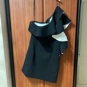 Black and white off the shoulder dress